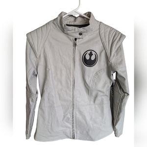 Star Wars Disney Store Rey Rebel Jacket Grey Faux Leather Kids Size 9/10